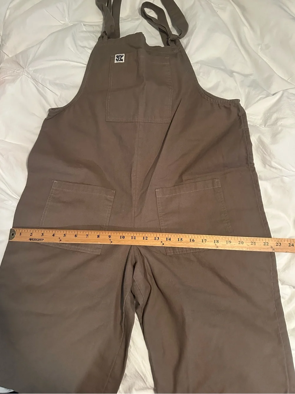 LUCY & YAK 6/8 Streetwear Utility Organic Cotton Jumpsuit Overalls Cappuccino